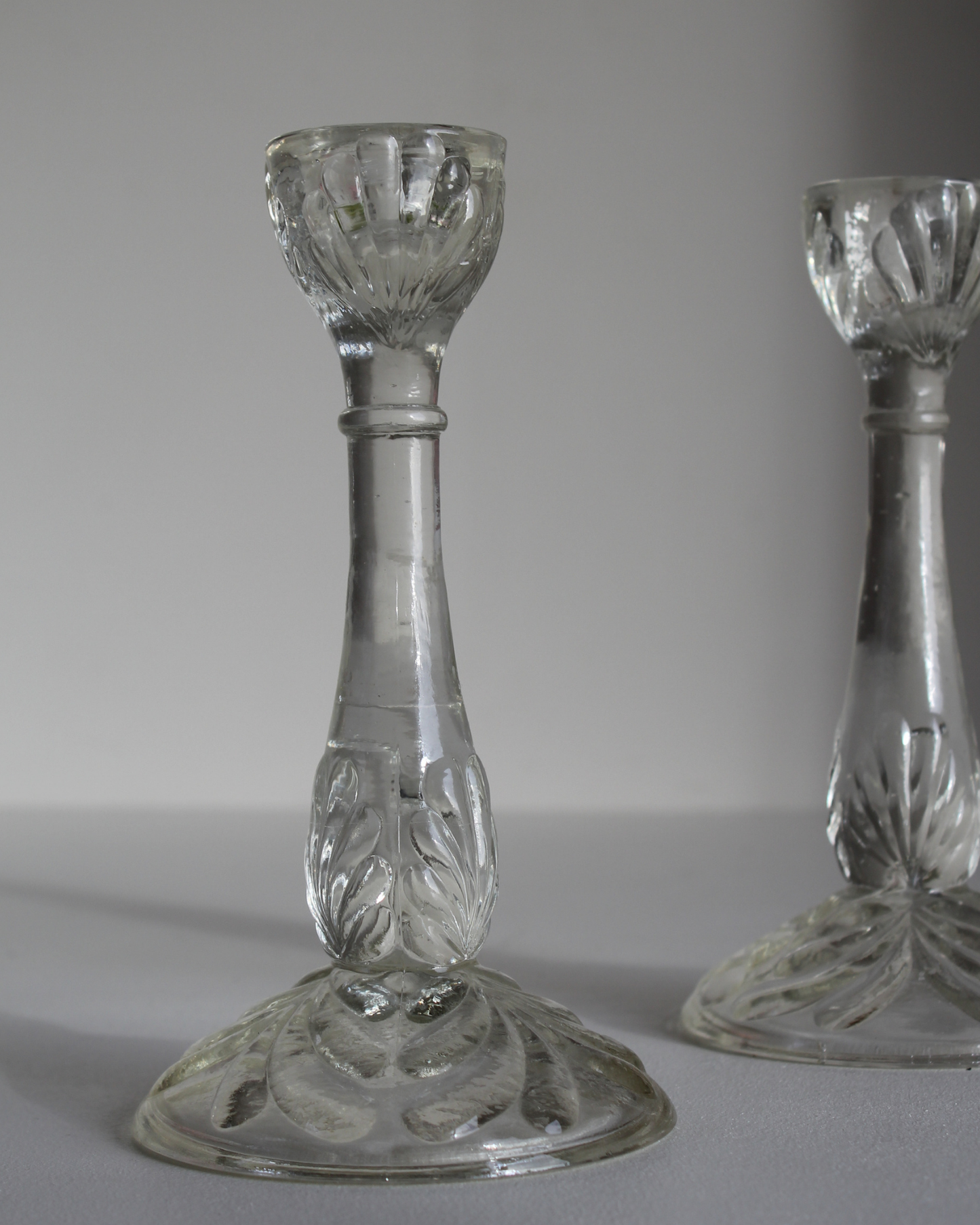 Pair of Pressed Glass Candlesticks