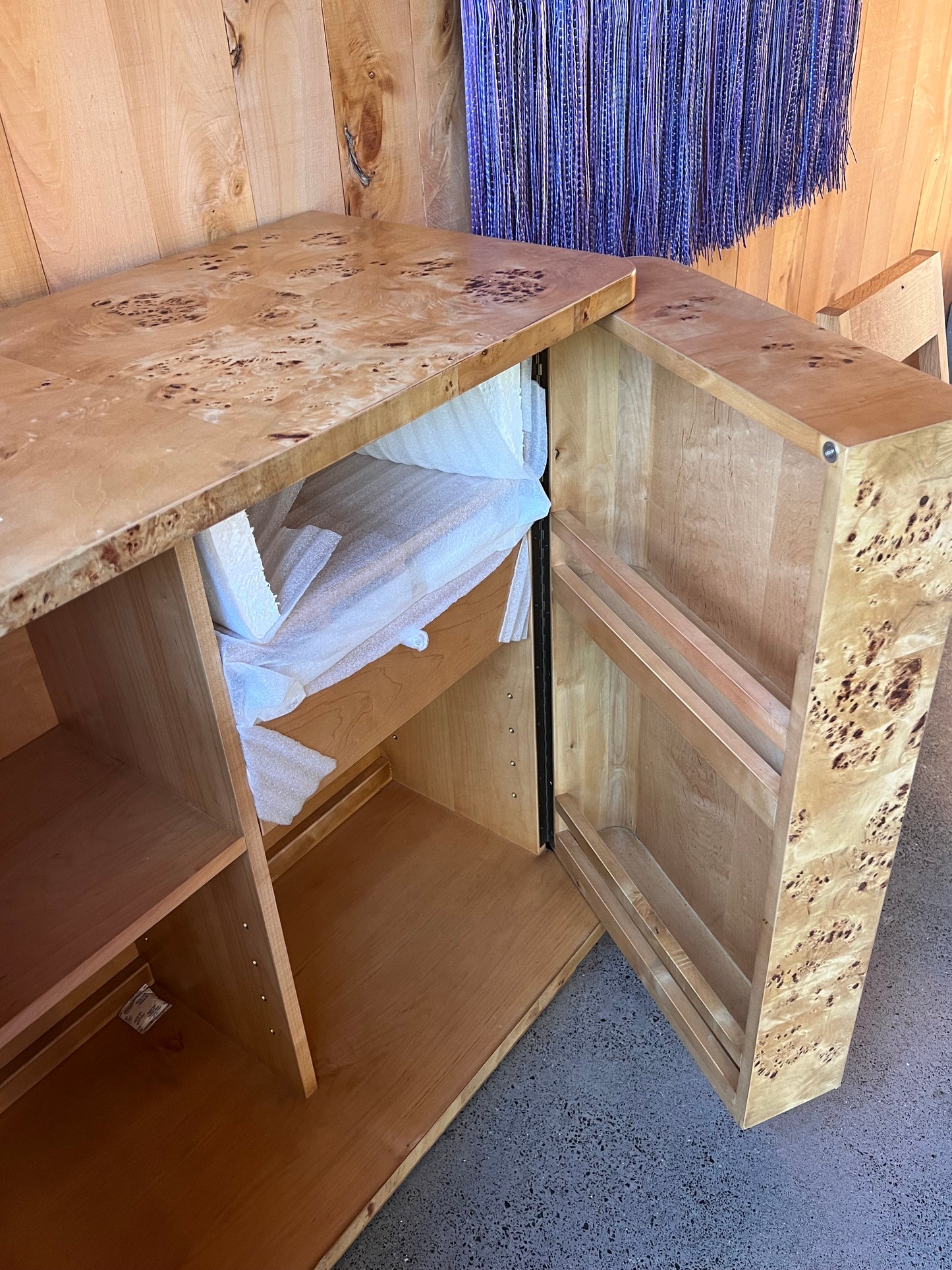 Burlwood Liquor Cabinet