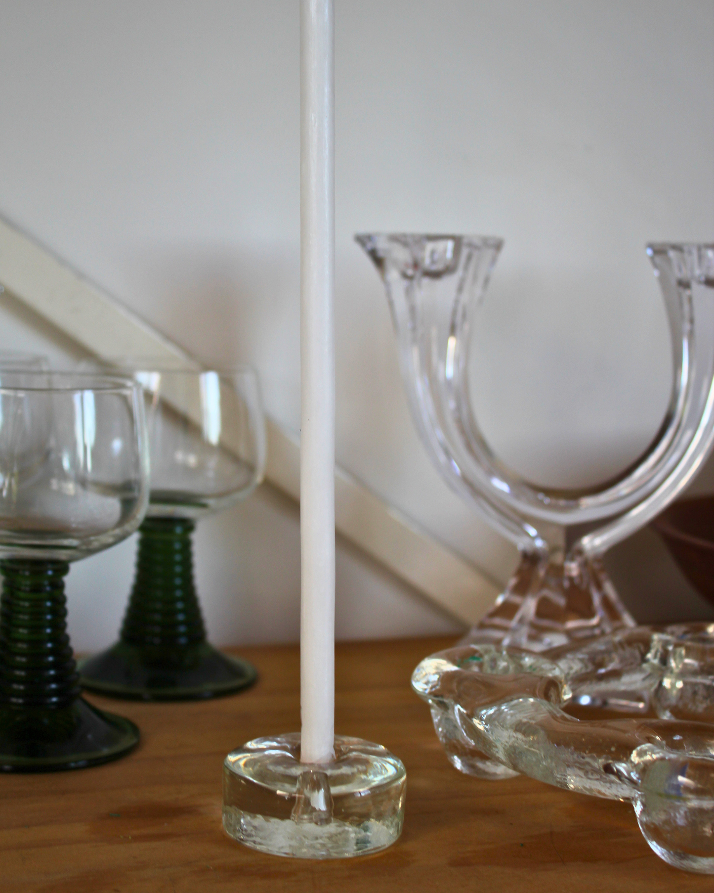 Single Glass Taper Candle Holder