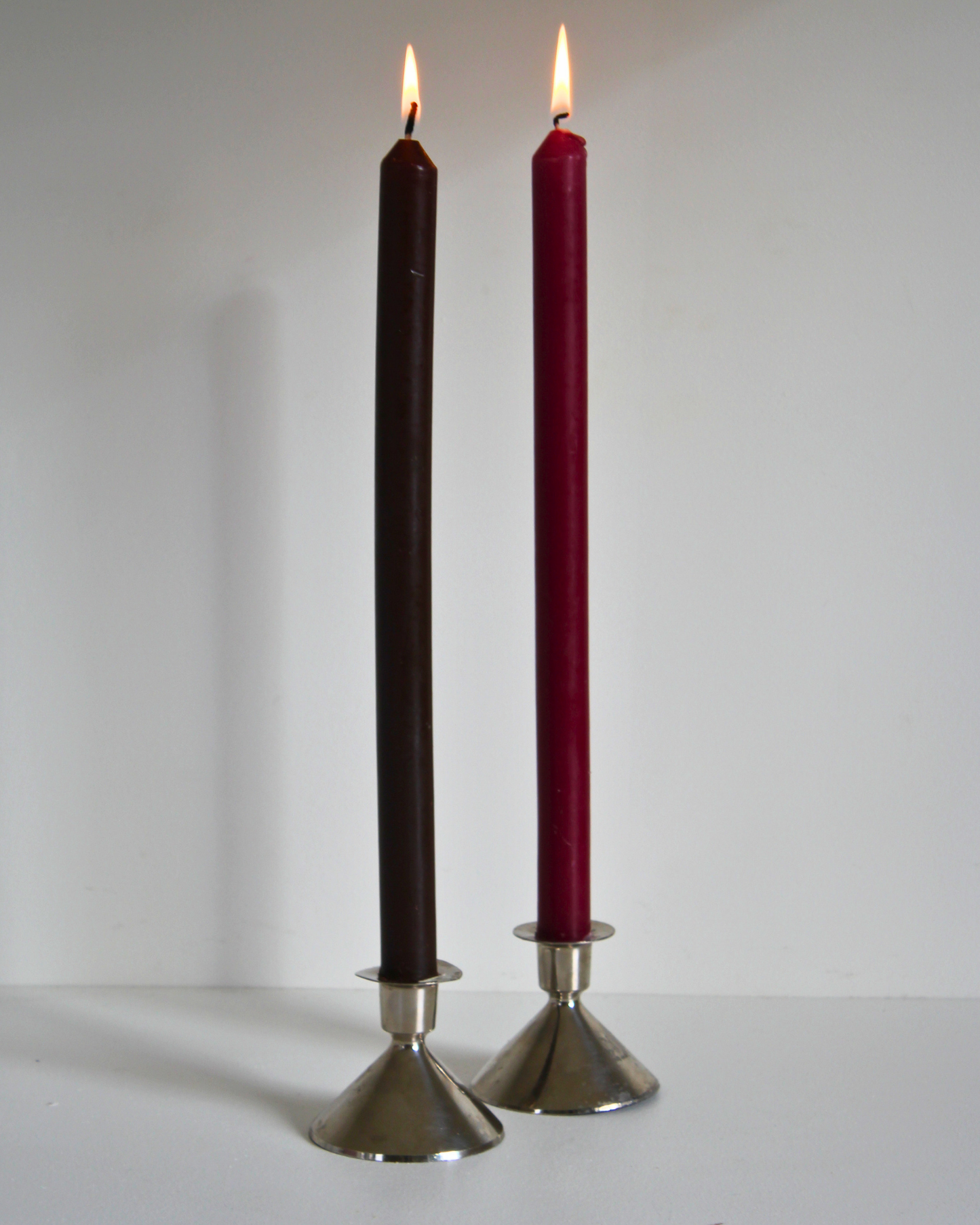Pair of Vintage Chrome Trumpet Candlesticks
