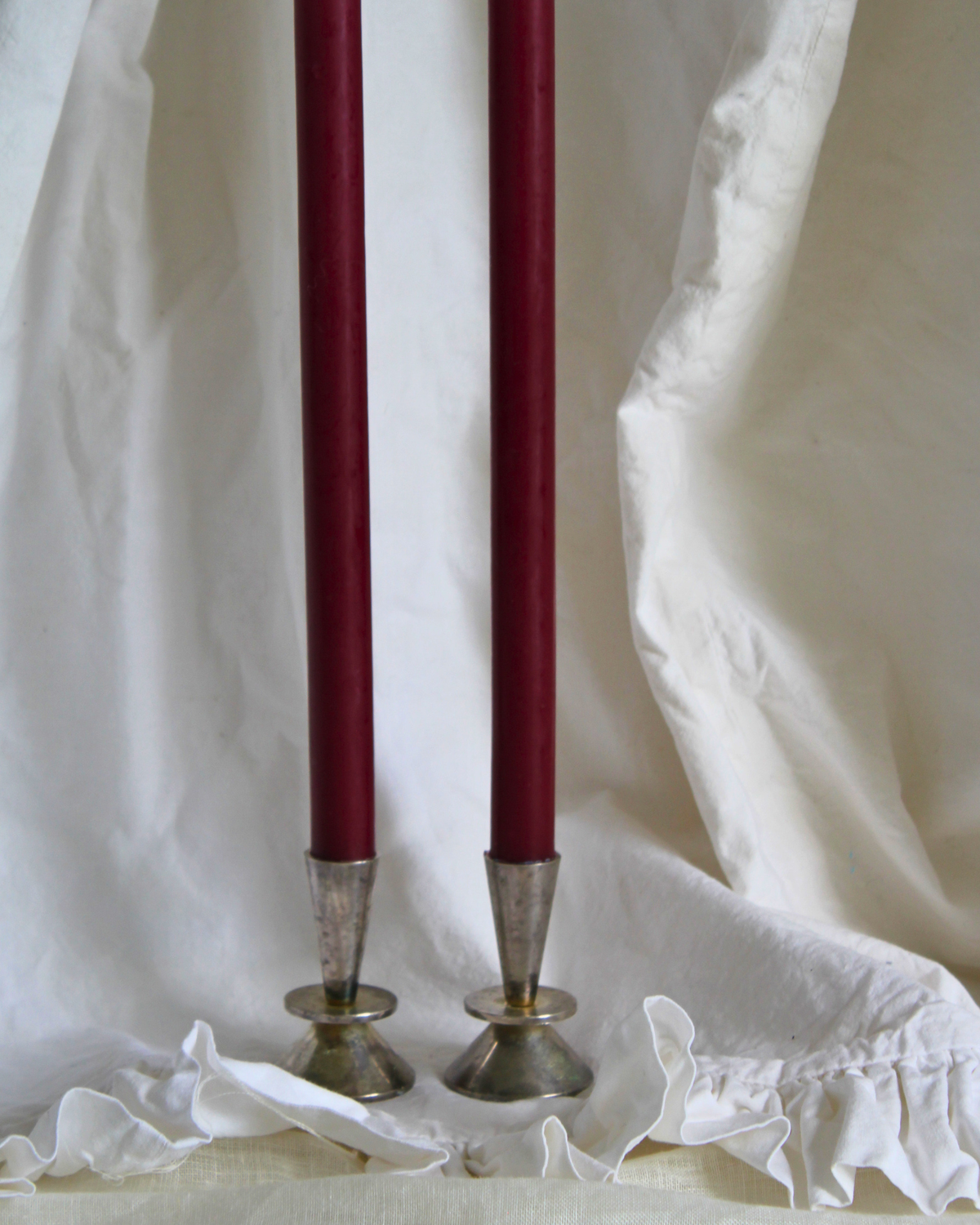 Ianthe Silver Plate Candlestick Holders — Pair