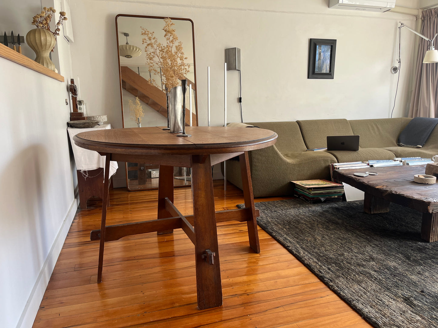 Gustav Stickley Style Antique Solid Oak Dining Table
