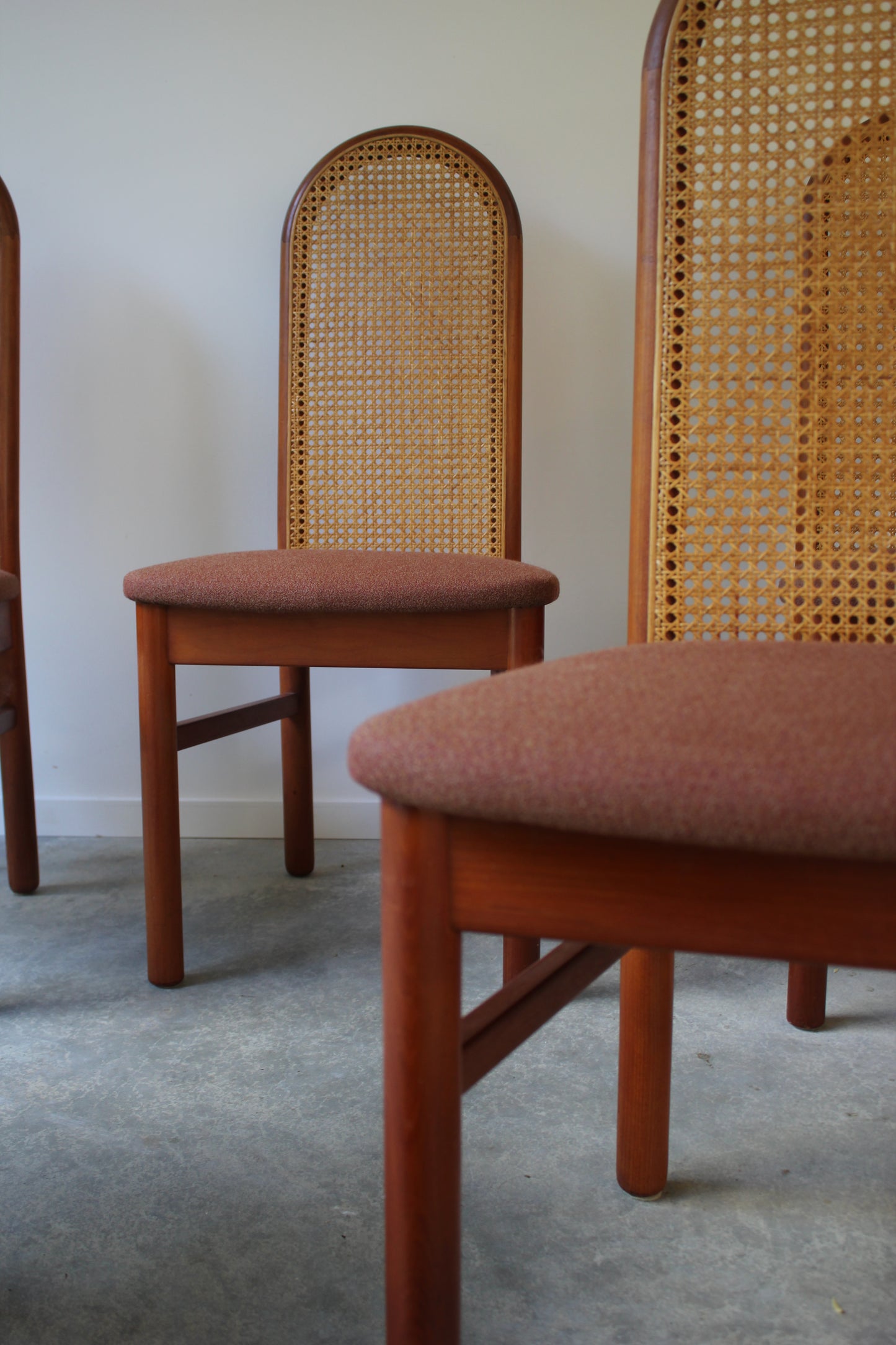 Set of 6 / Kauri & Cane Vintage Dining Chairs