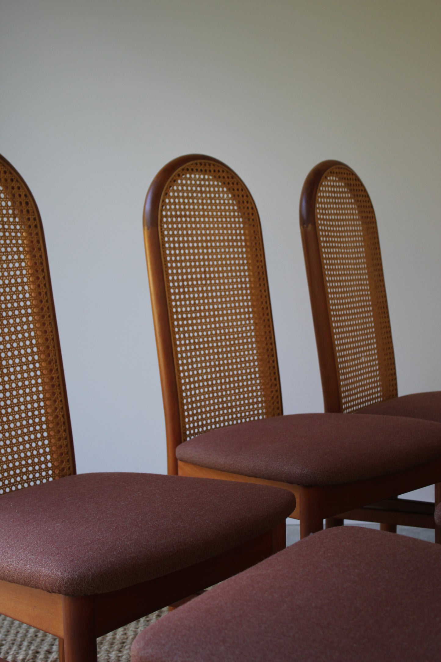 Set of 6 / Kauri & Cane Vintage Dining Chairs