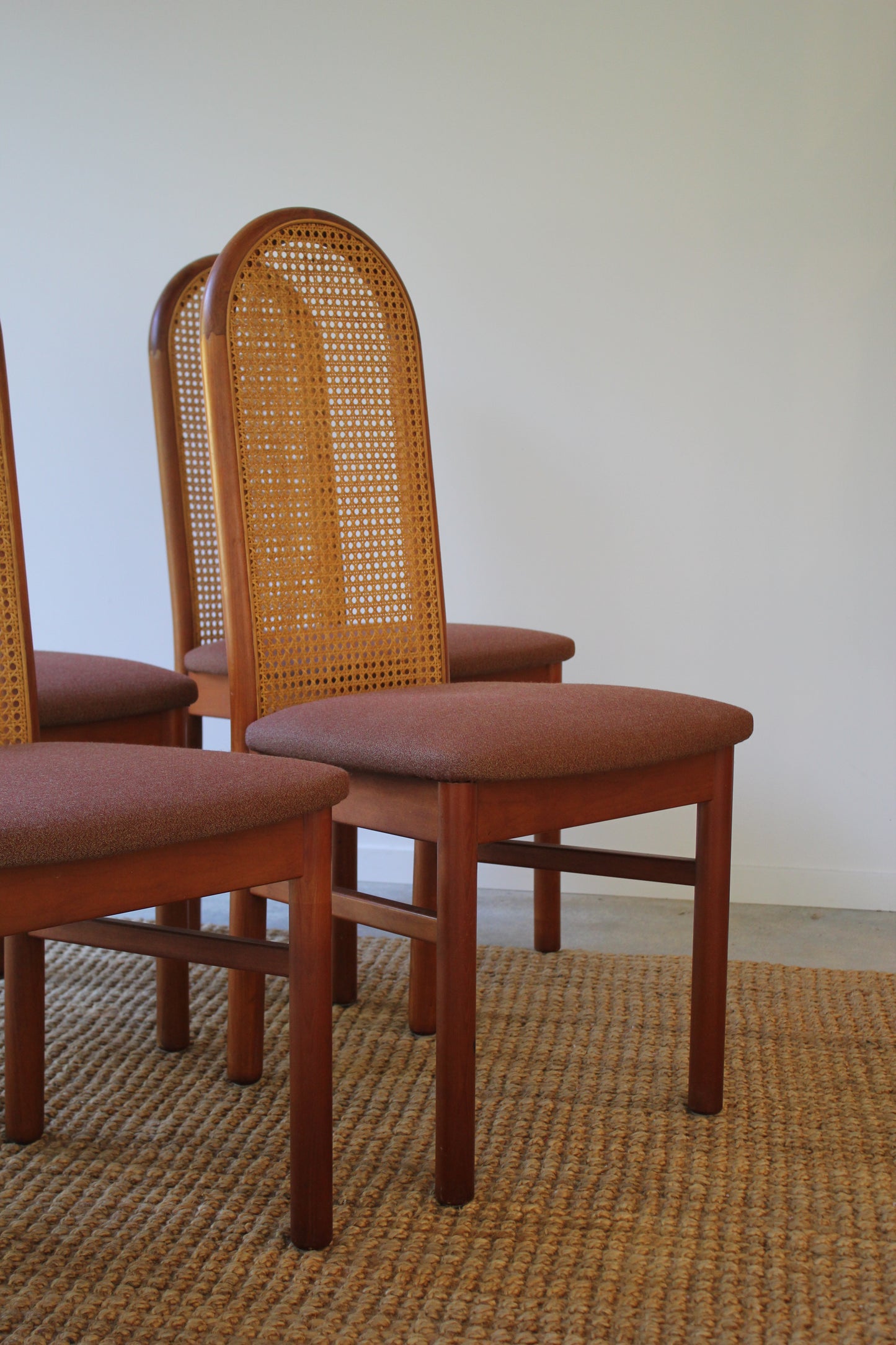 Set of 6 / Kauri & Cane Vintage Dining Chairs