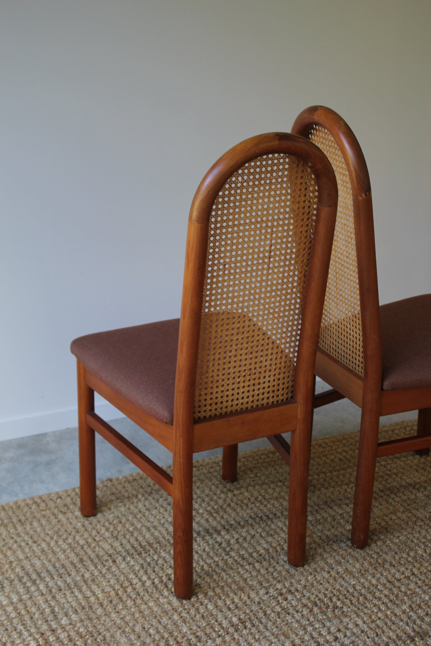 Set of 6 / Kauri & Cane Vintage Dining Chairs