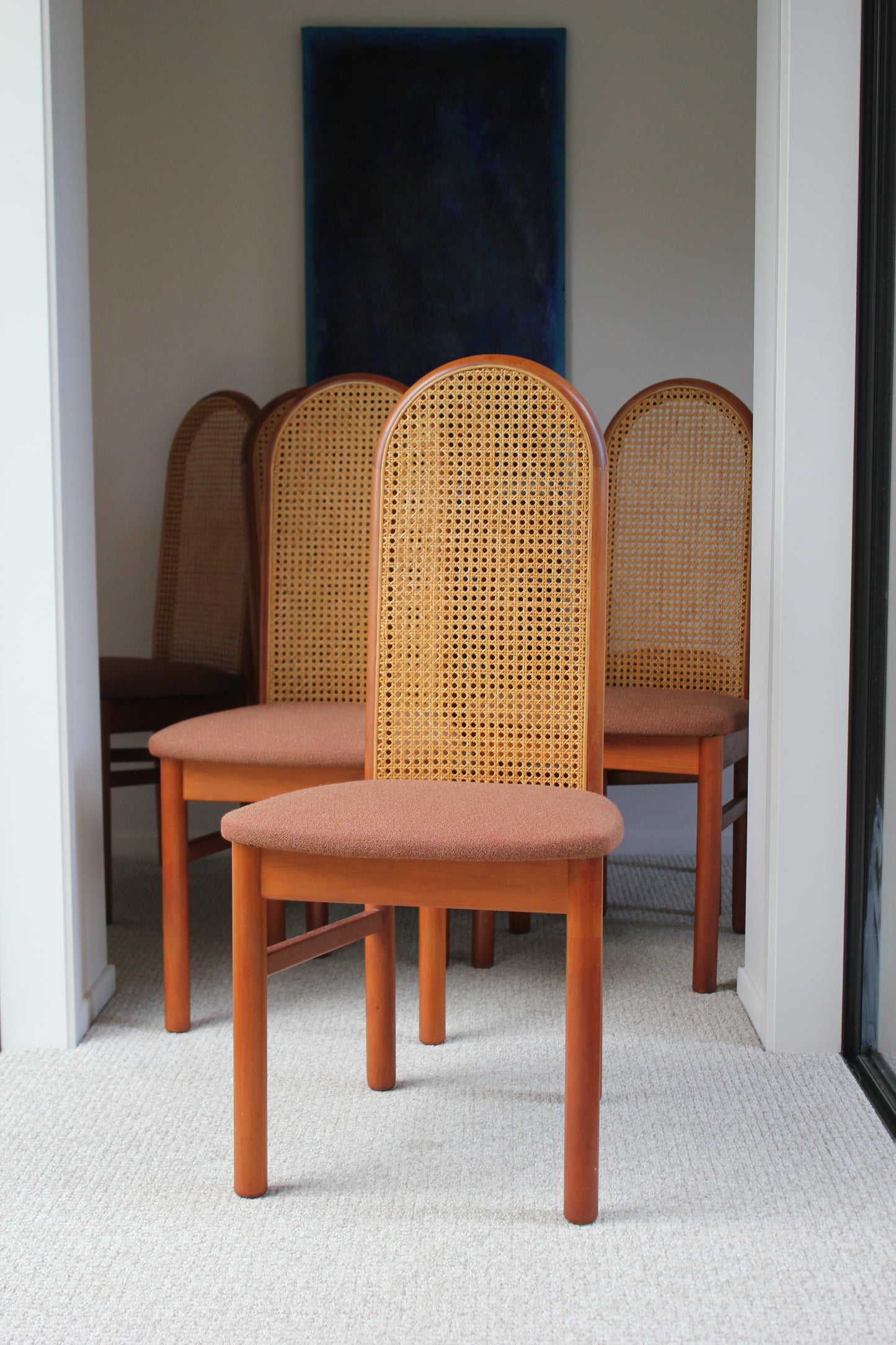 Set of 6 / Kauri & Cane Vintage Dining Chairs