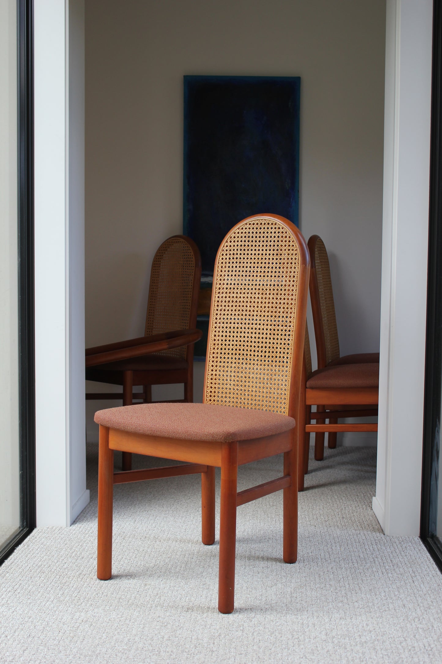 Set of 6 / Kauri & Cane Vintage Dining Chairs