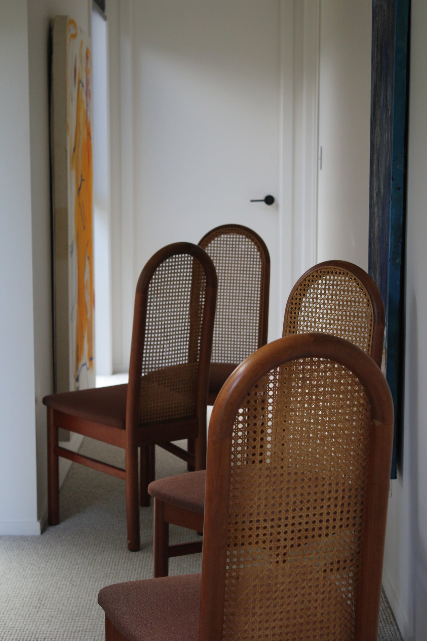 Set of 6 / Kauri & Cane Vintage Dining Chairs