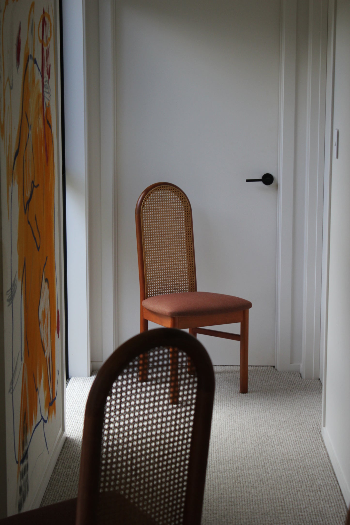 Set of 6 / Kauri & Cane Vintage Dining Chairs