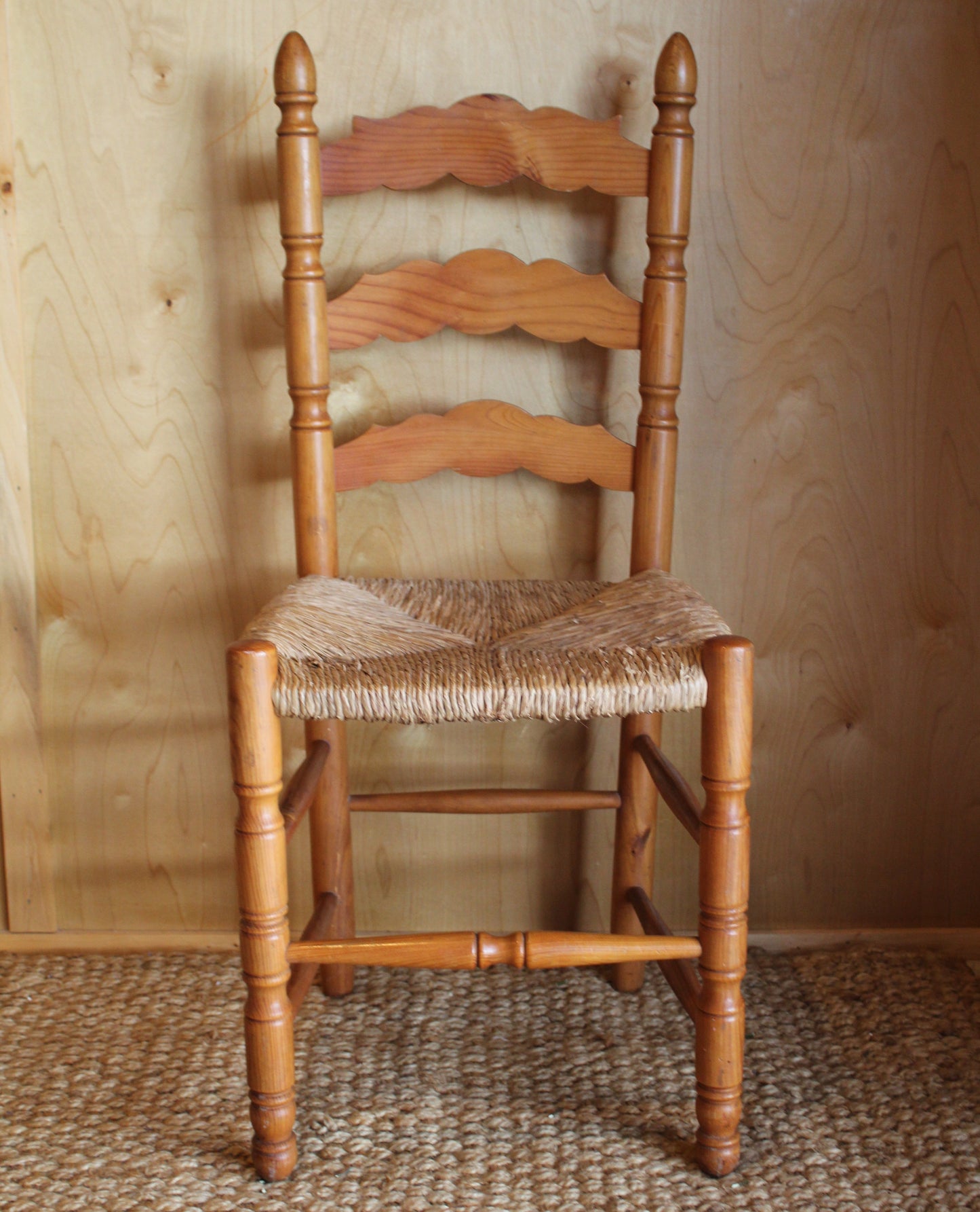 Set of 4 Vintage Spanish-Made Rush Seat Chairs