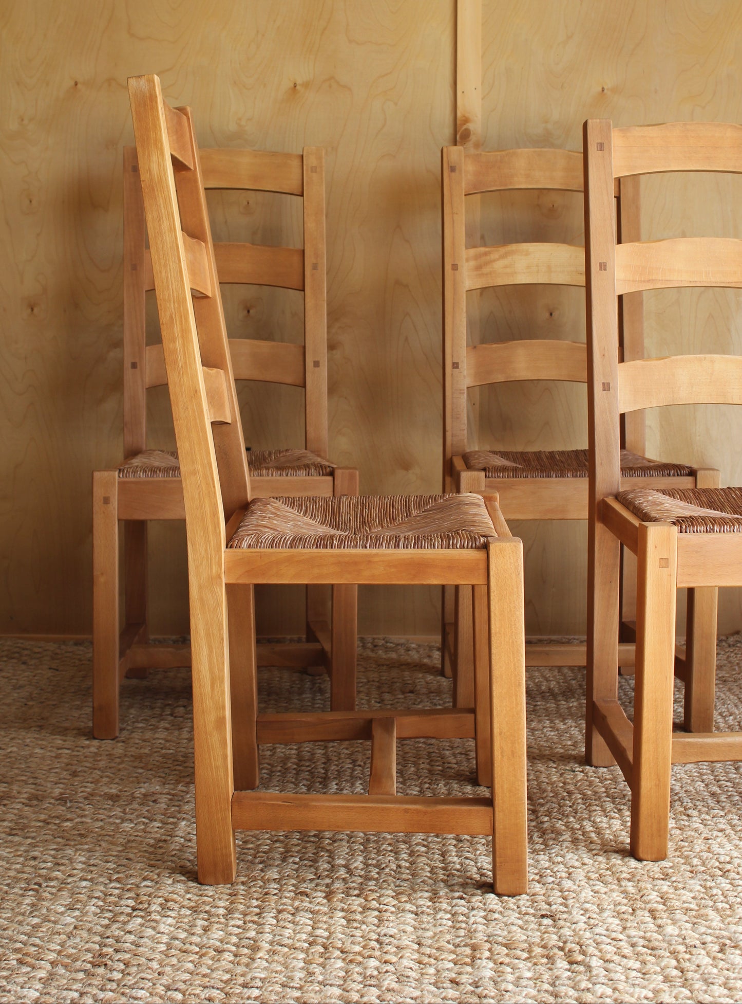 European Beech Ladder Back Chairs / Set of 4