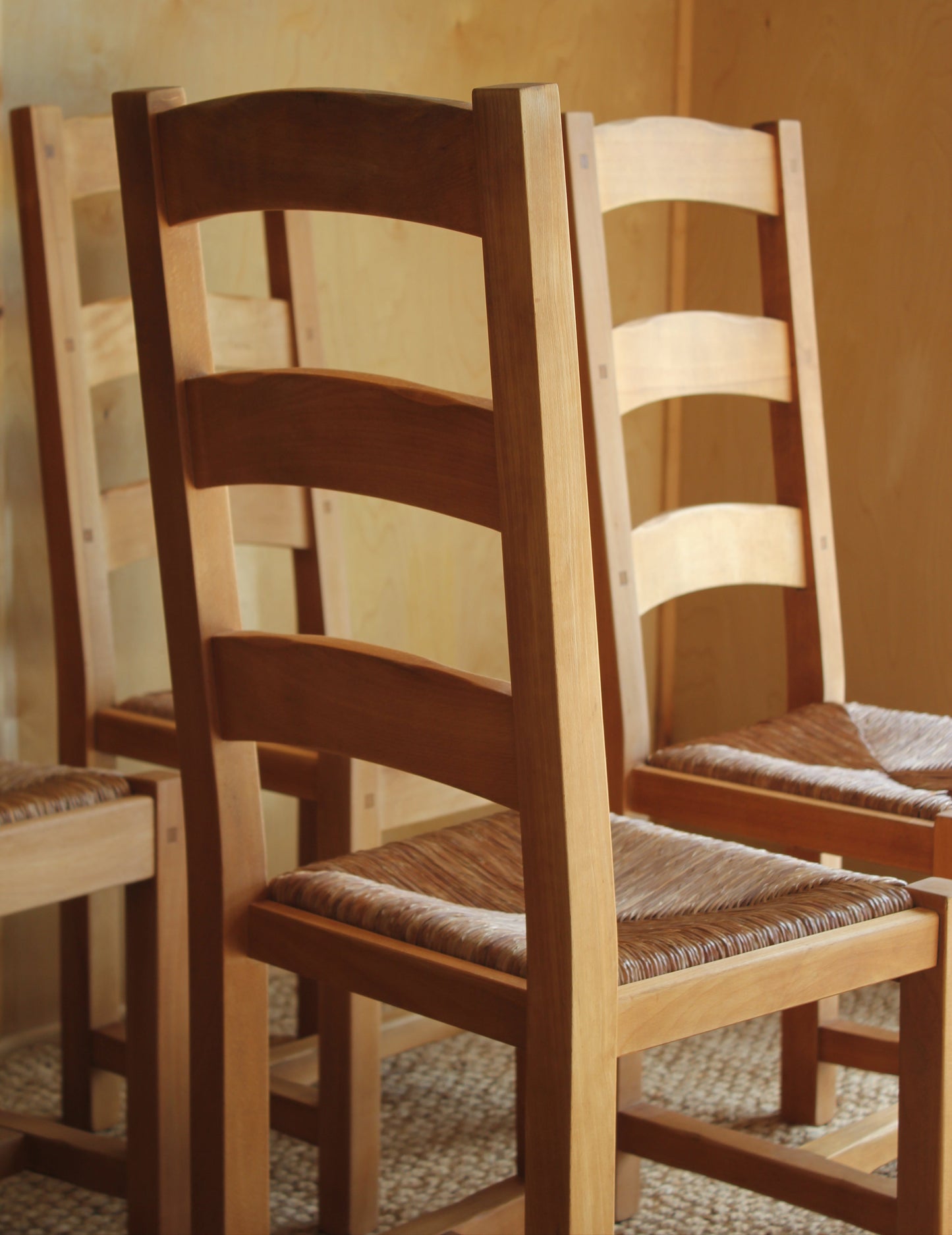 European Beech Ladder Back Chairs / Set of 4