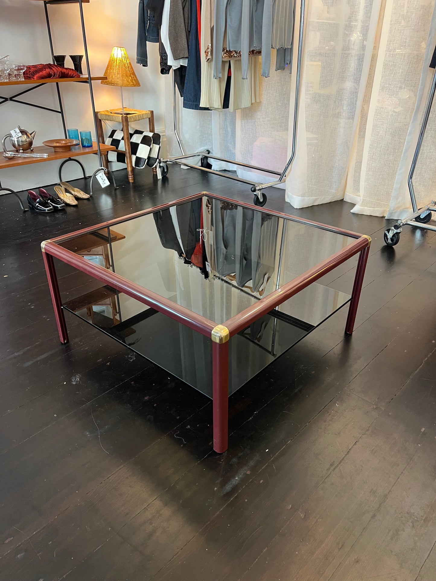 Maroon Square Modernist Coffee Table