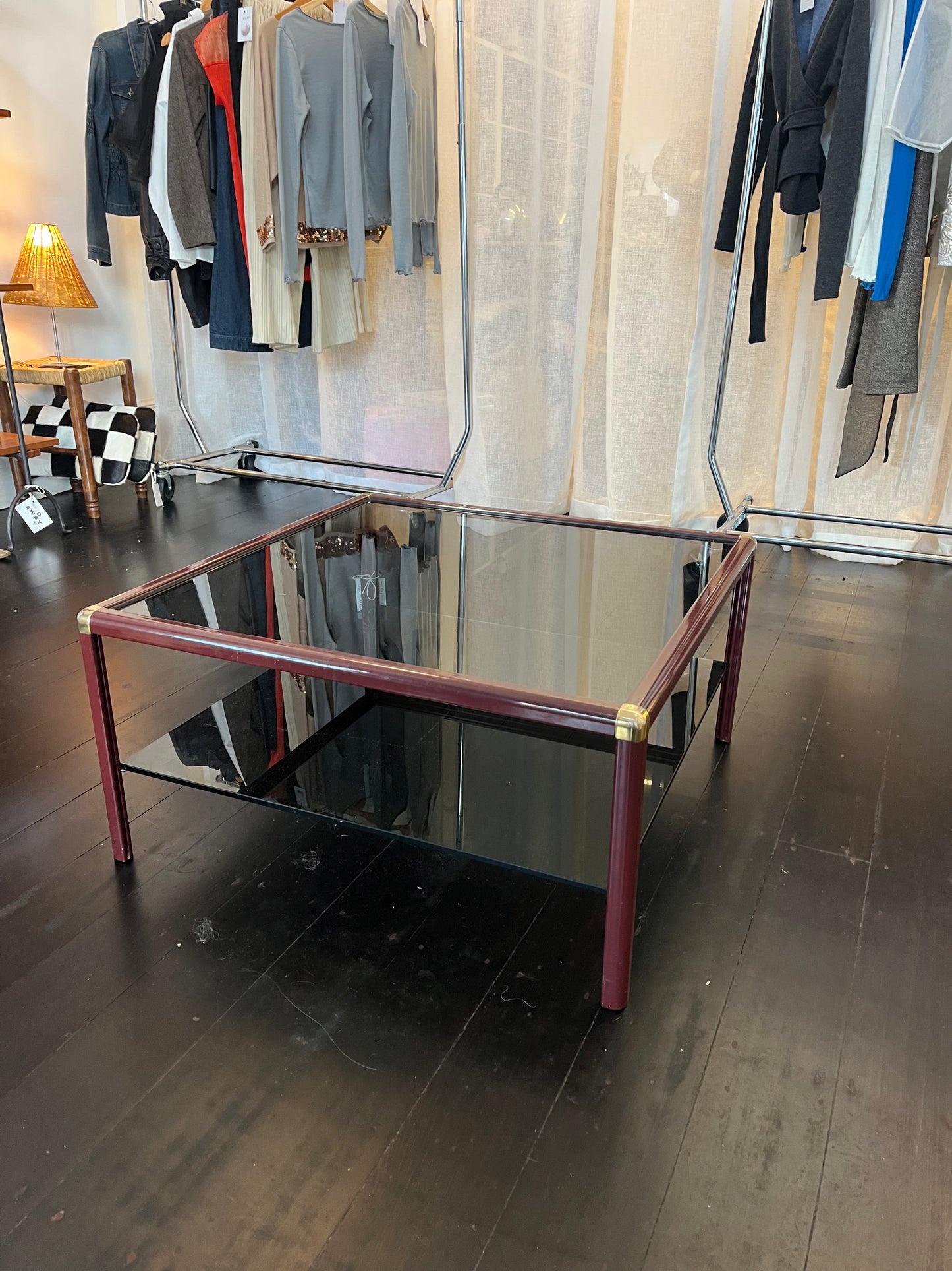Maroon Square Modernist Coffee Table