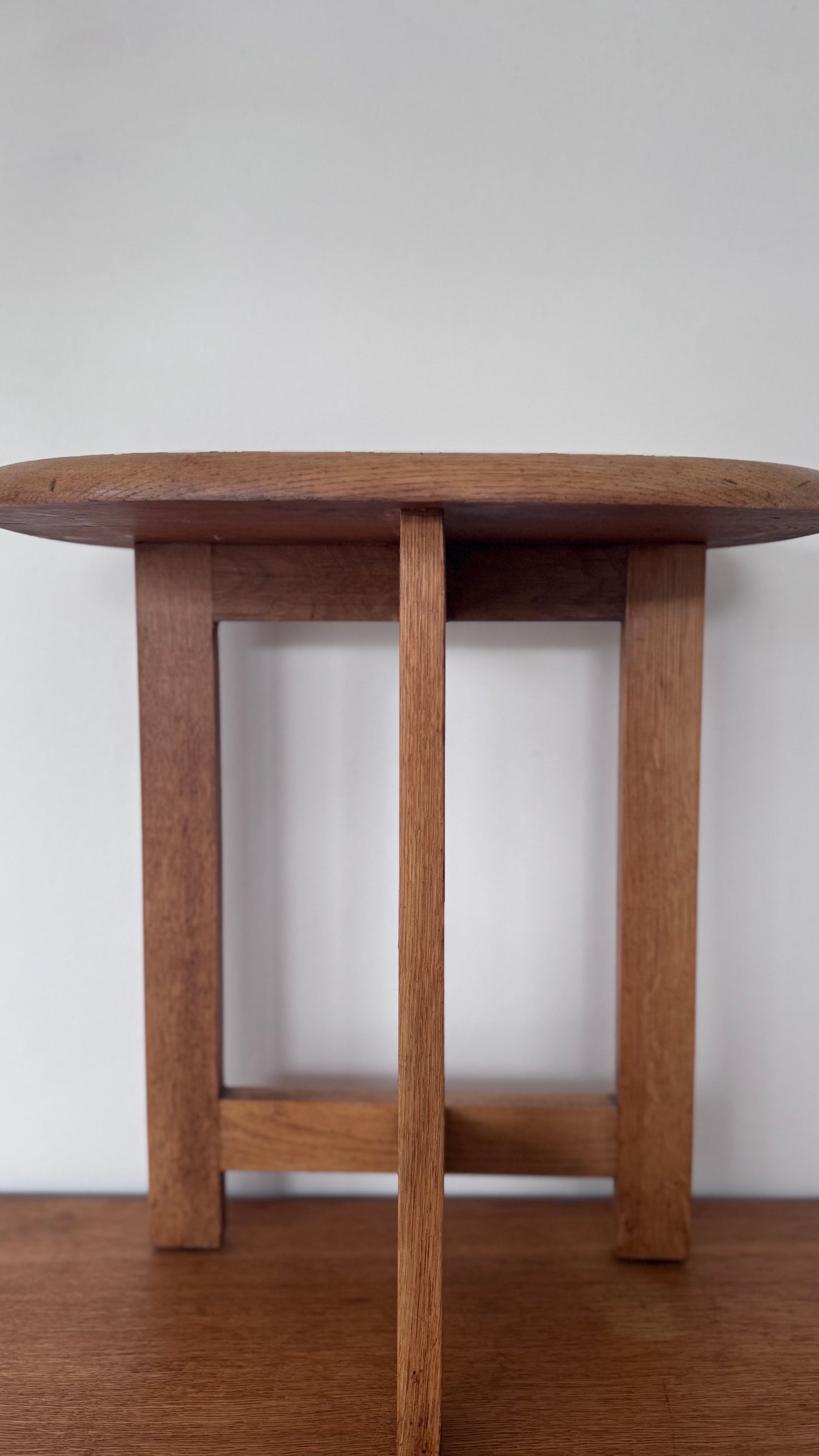 Vintage Oak Kidney Side Table / Stool