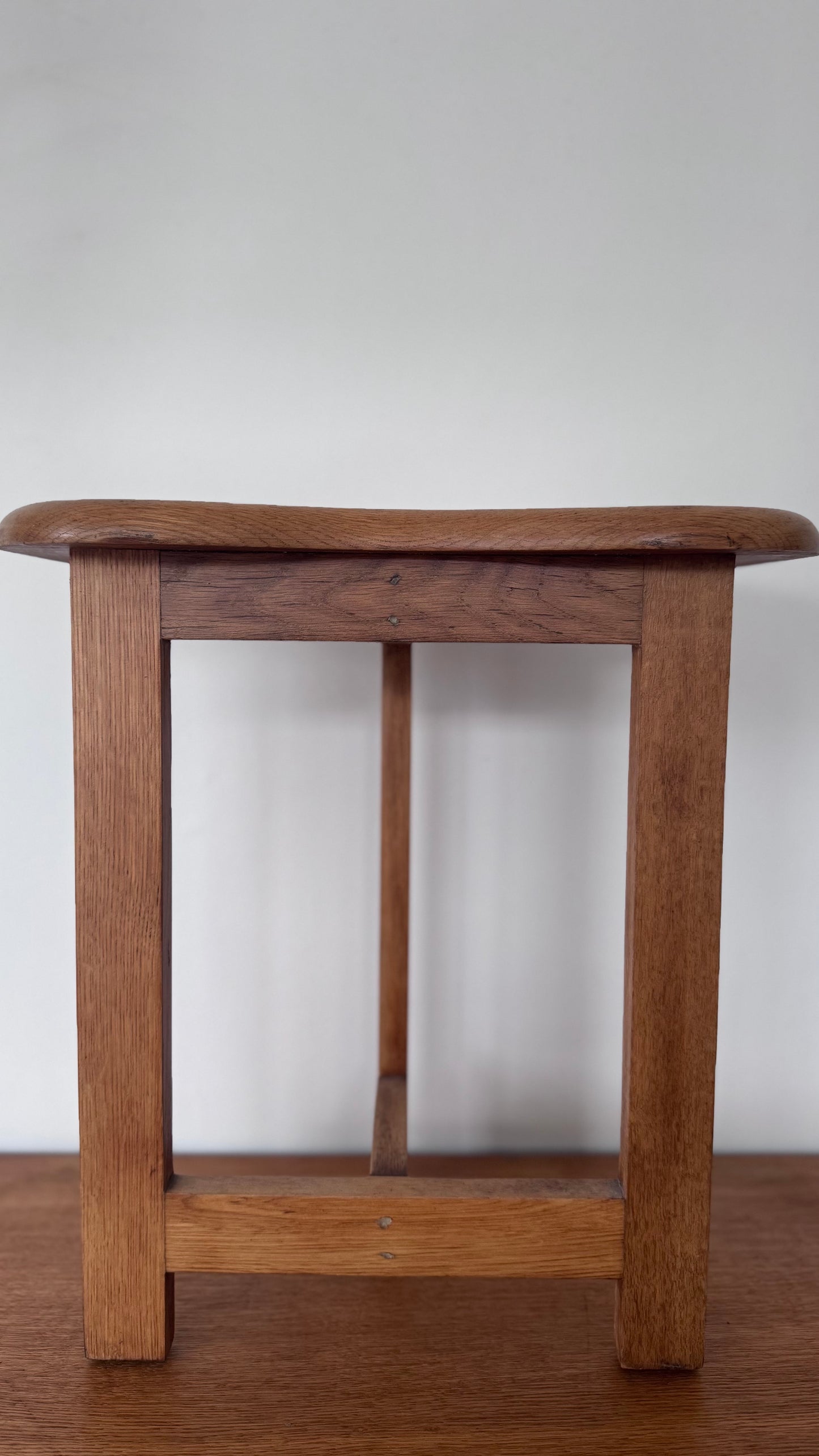 Vintage Oak Kidney Side Table / Stool