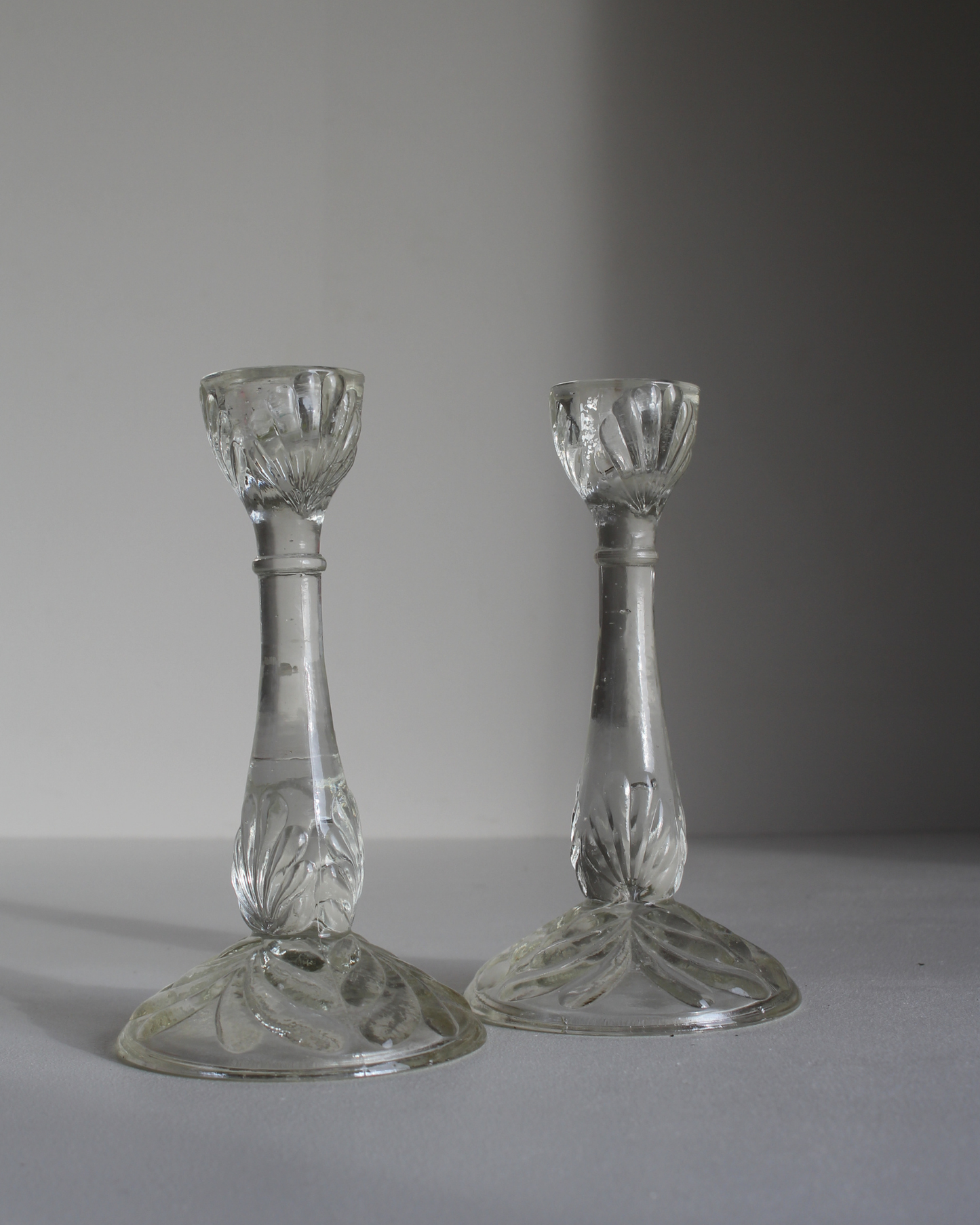 Pair of Pressed Glass Candlesticks