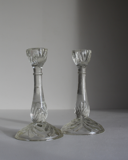 Pair of Pressed Glass Candlesticks