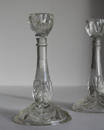 Pair of Pressed Glass Candlesticks