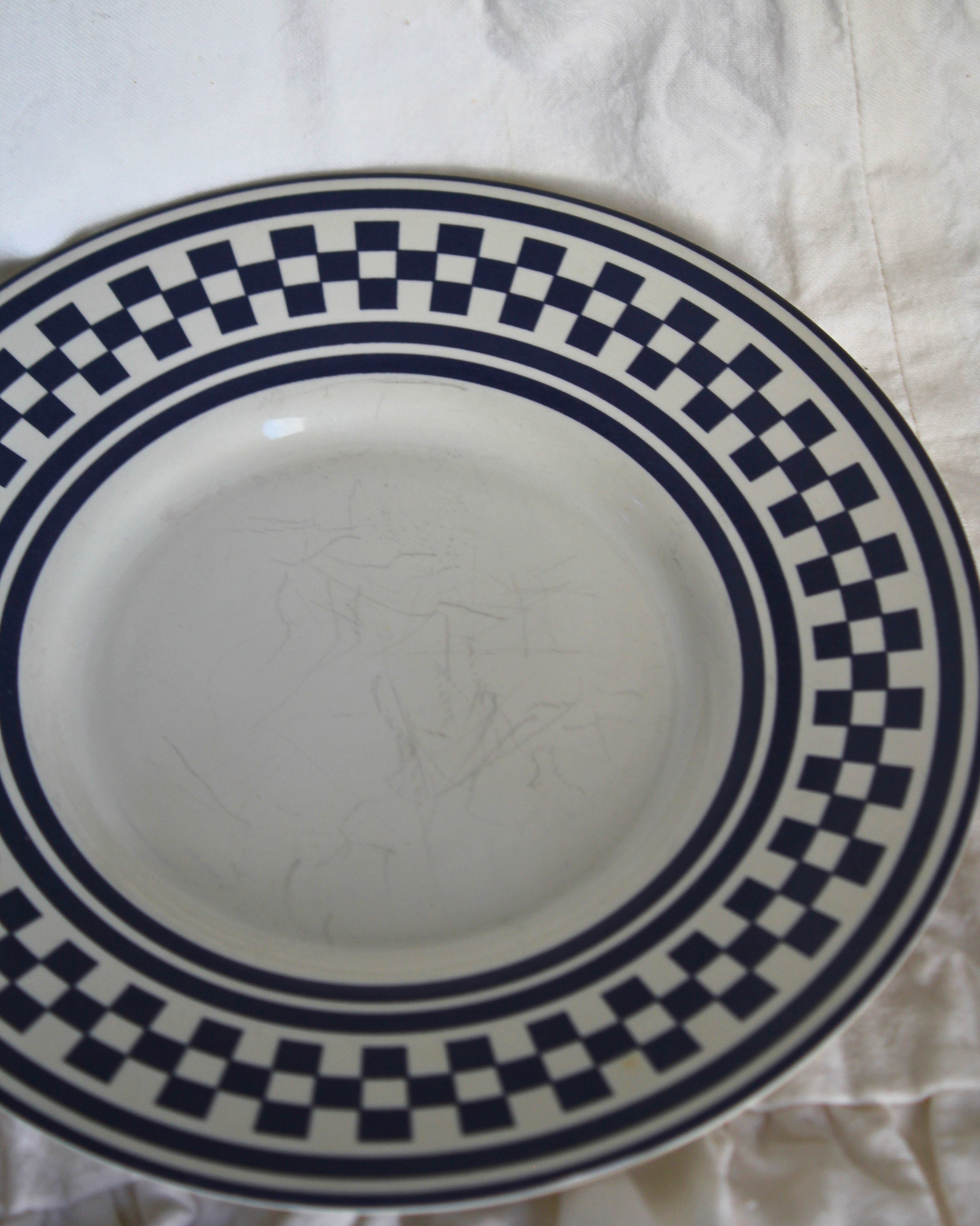 90's Blue Check Cups and Saucers | Set of 3