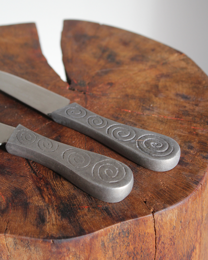 NZ Kauri Board with Pewter Handles & Set of Knives