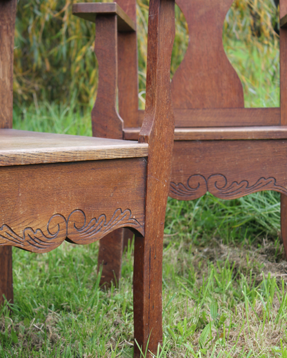 Vintage Arts & Crafts Style Carver Chairs / Pair