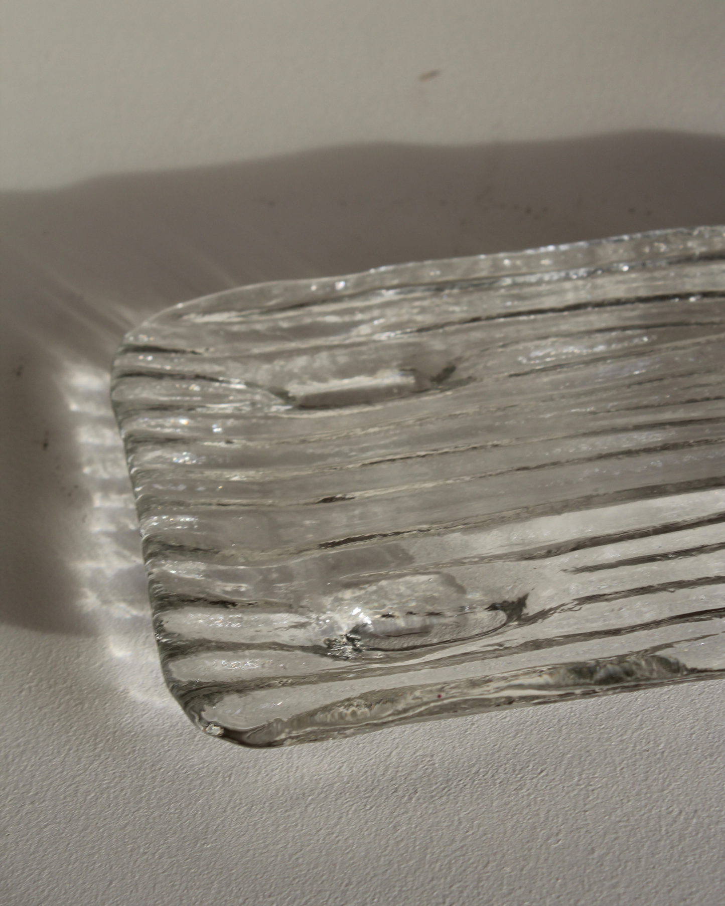 Vintage ribbed glass platter with feet