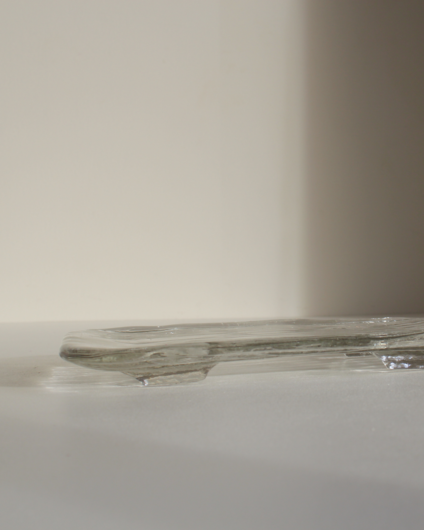 Vintage ribbed glass platter with feet