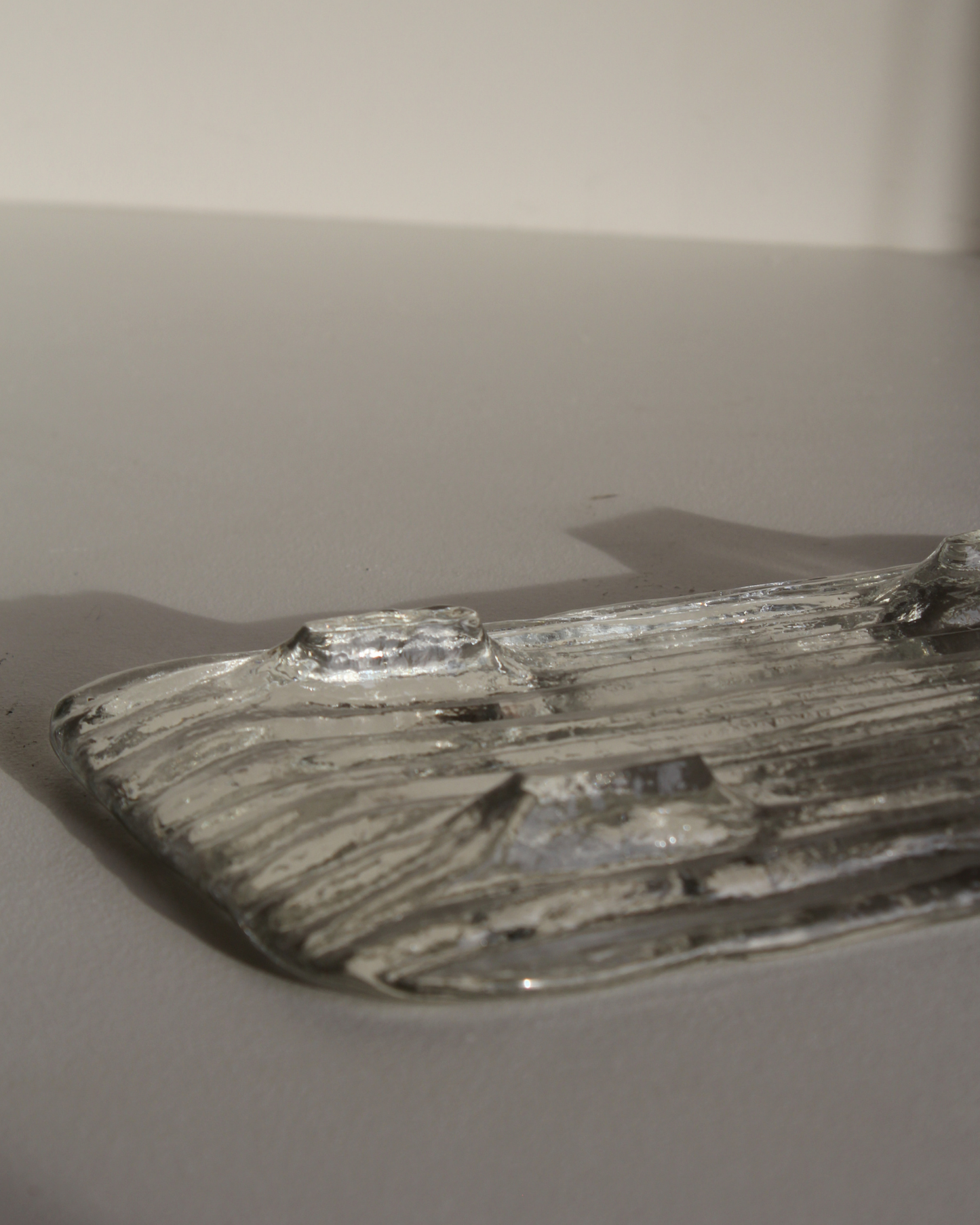 Vintage ribbed glass platter with feet
