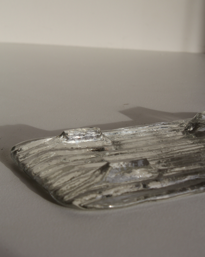 Vintage ribbed glass platter with feet