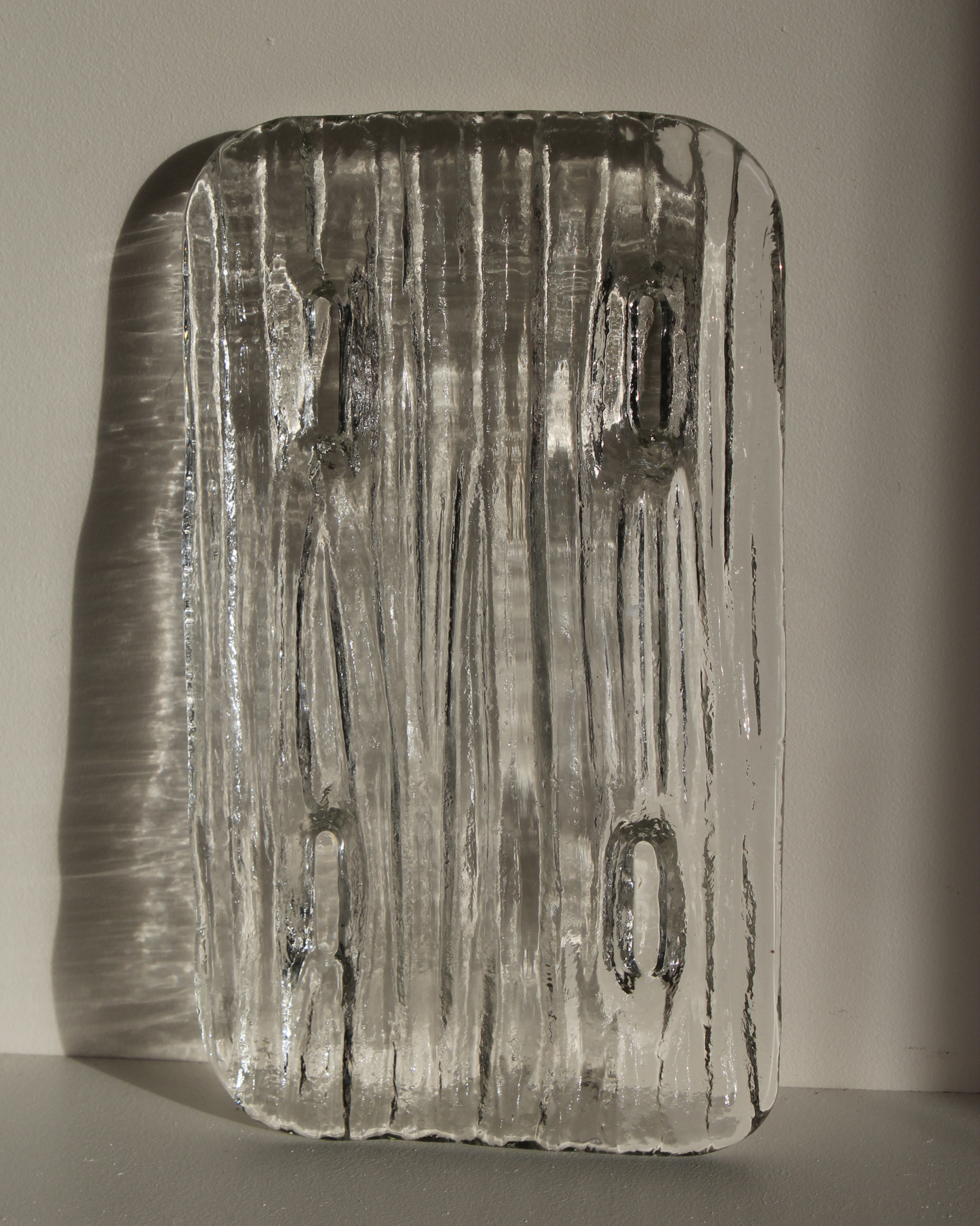 Vintage ribbed glass platter with feet