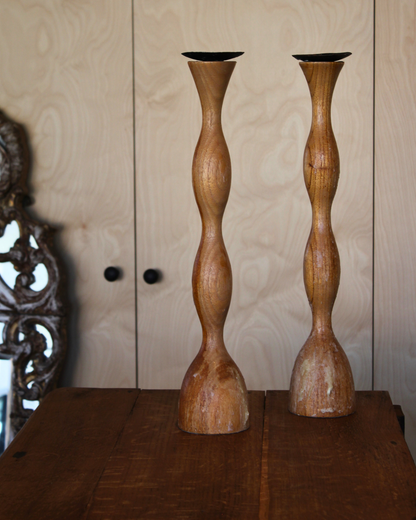 Wooden Candlesticks | Pair