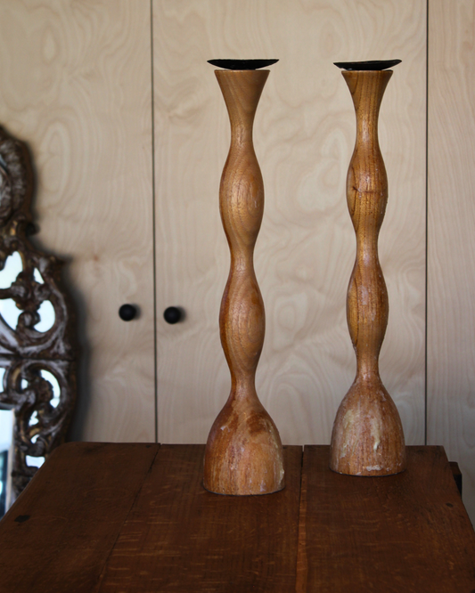 Wooden Candlesticks | Pair