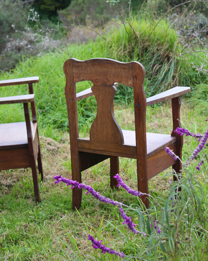 Vintage Arts & Crafts Style Carver Chairs / Pair