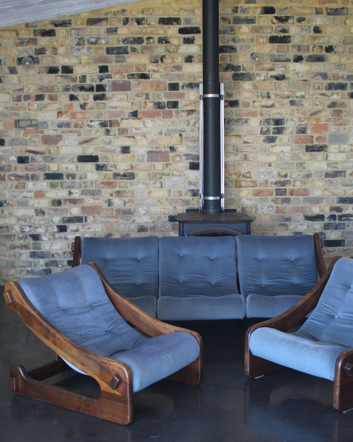 Vintage Timber Lounge Suite (3-Piece) – Blue