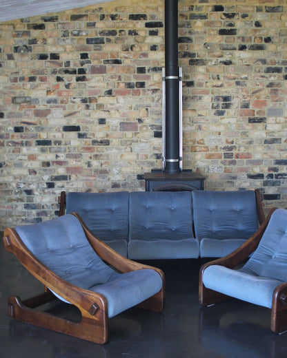 Vintage Timber Lounge Suite (3-Piece) – Blue