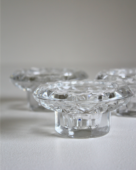 French Glass Candle Holders / Set of 3