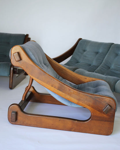Vintage Timber Lounge Suite (3-Piece) – Blue