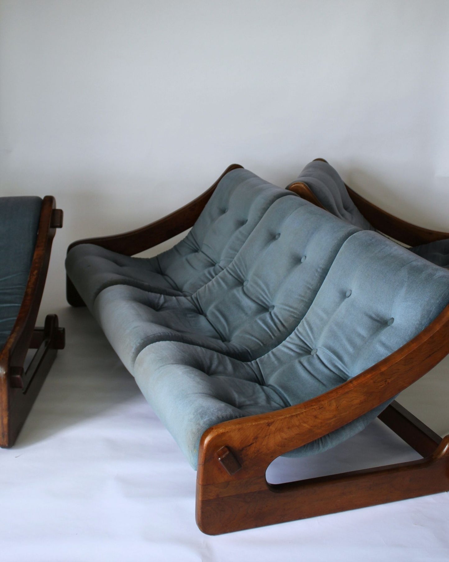 Vintage Timber Lounge Suite (3-Piece) – Blue