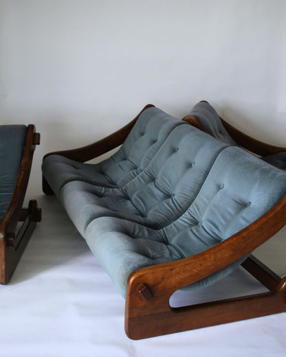 Vintage Timber Lounge Suite (3-Piece) – Blue