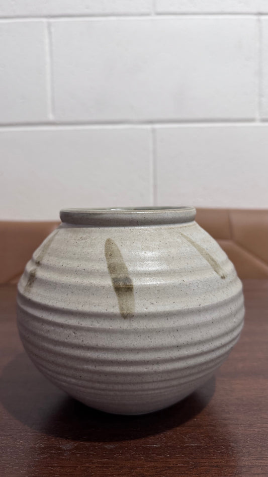 NZ Studio Pottery Grey Round Vase