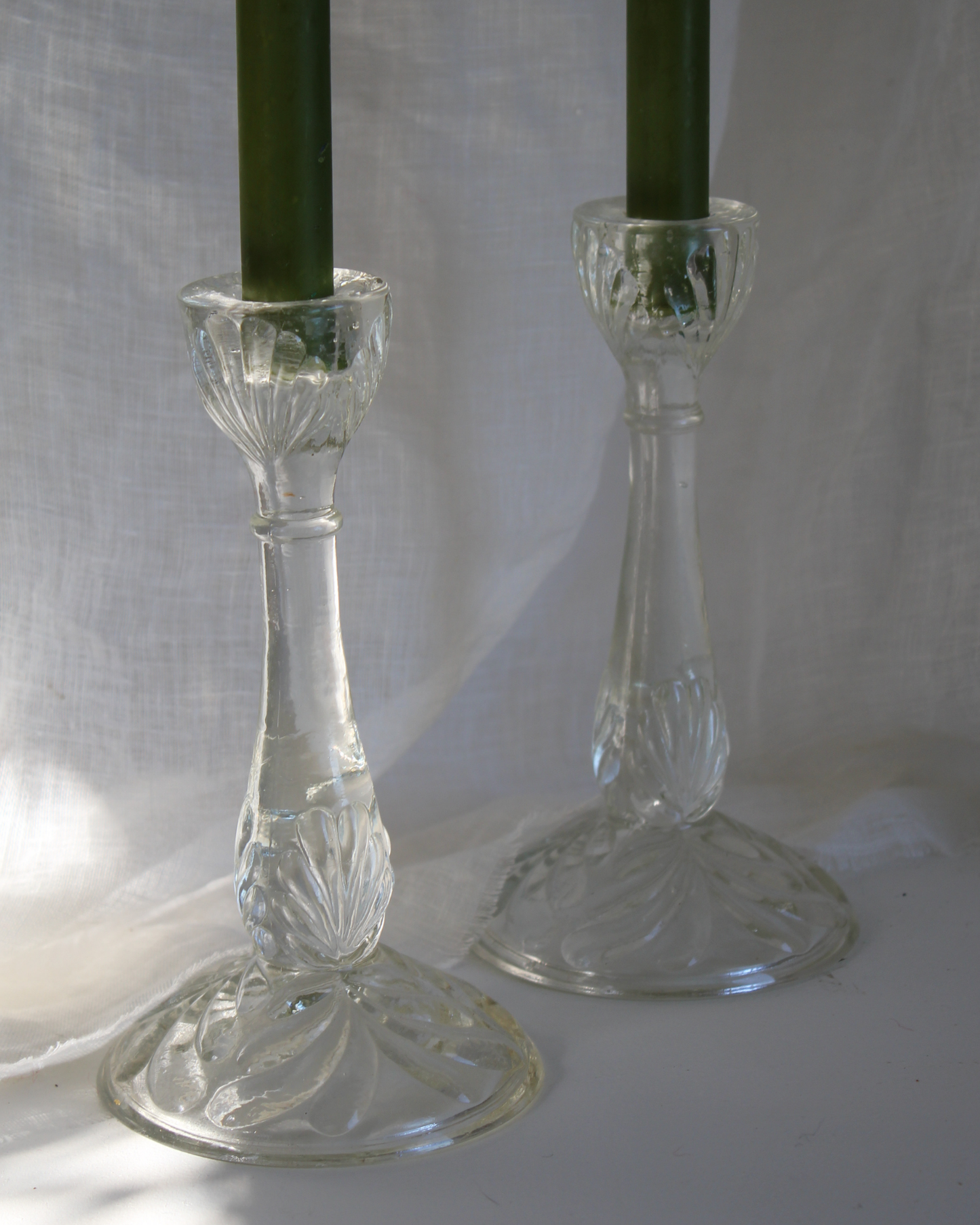 Pair of Pressed Glass Candlesticks