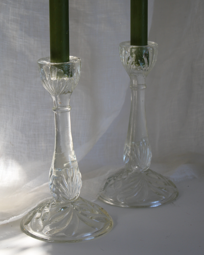 Pair of Pressed Glass Candlesticks