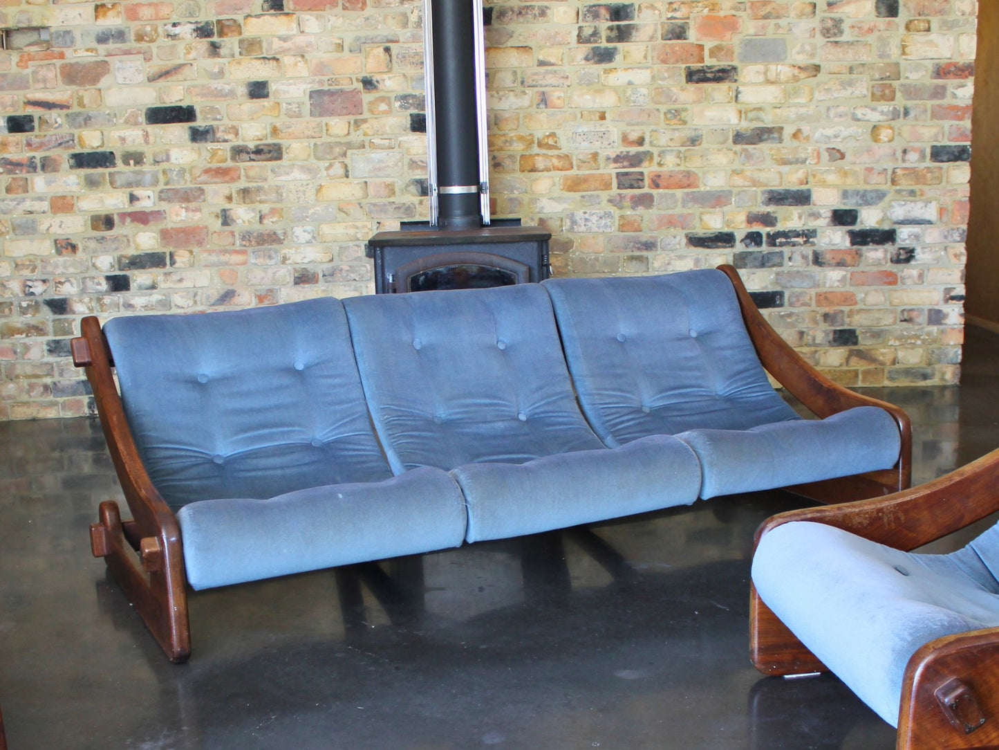Vintage Timber Lounge Suite (3-Piece) – Blue