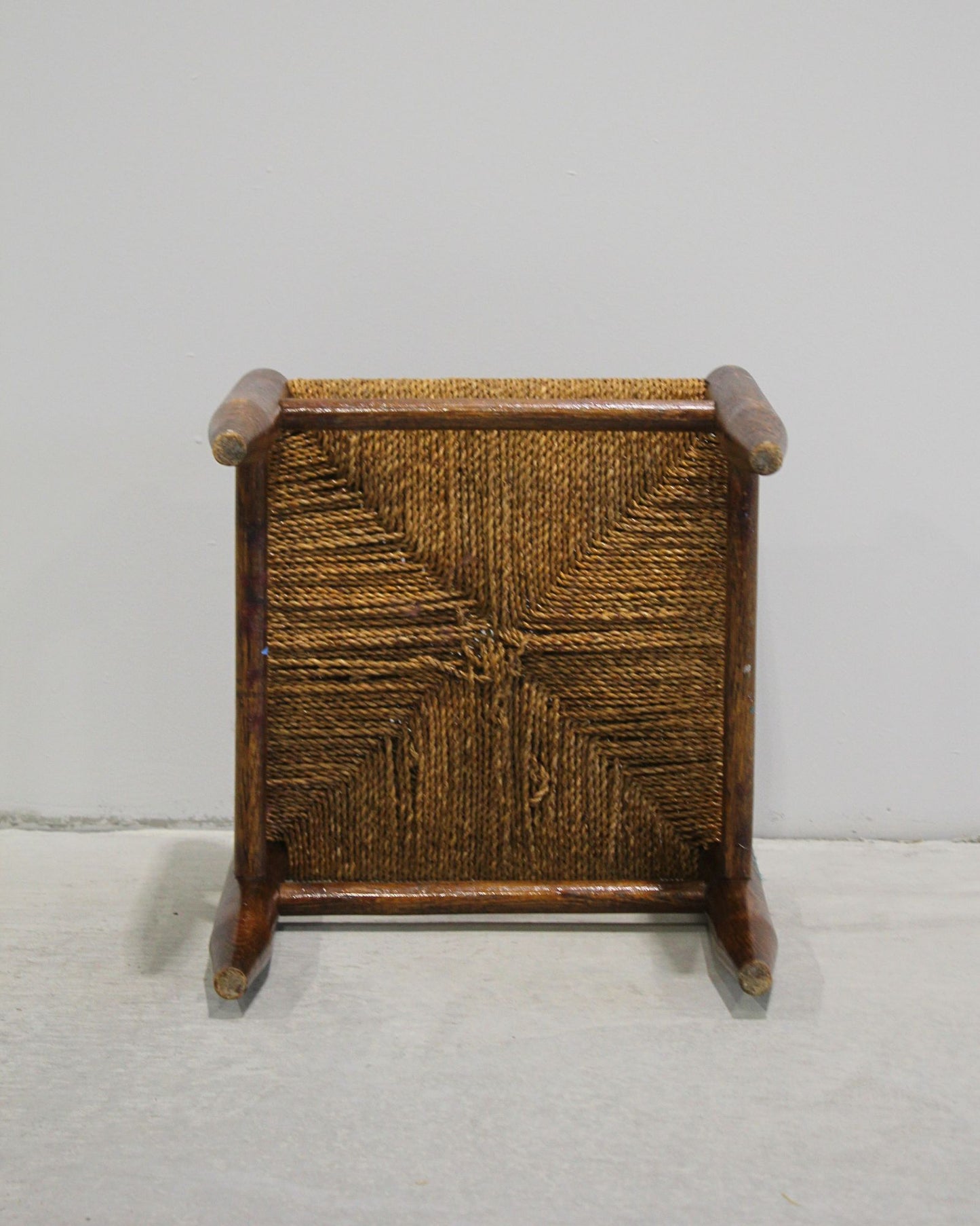 Antique European Rush Stool with Turned Timber Frame