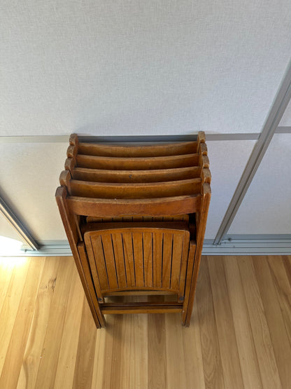 Slatted Folding Wooden Chairs / Set of 5