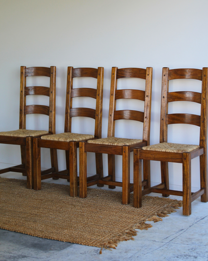 Vintage Ladder Back Dining Chairs / Set of 4