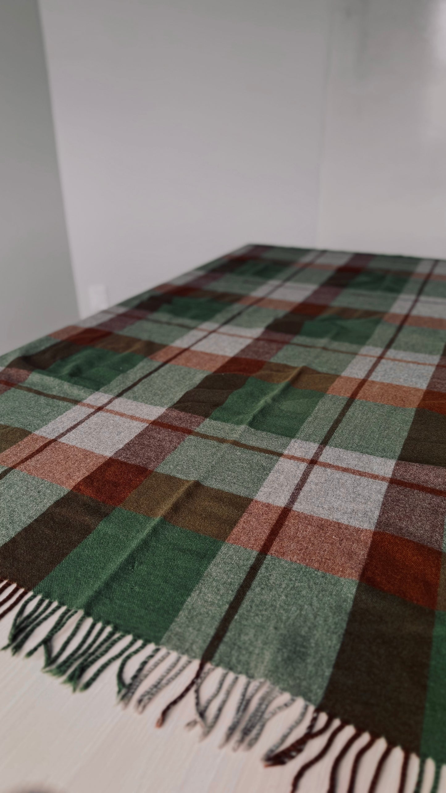 Vintage Wool Blanket / Kaiapoi / Green Tartan