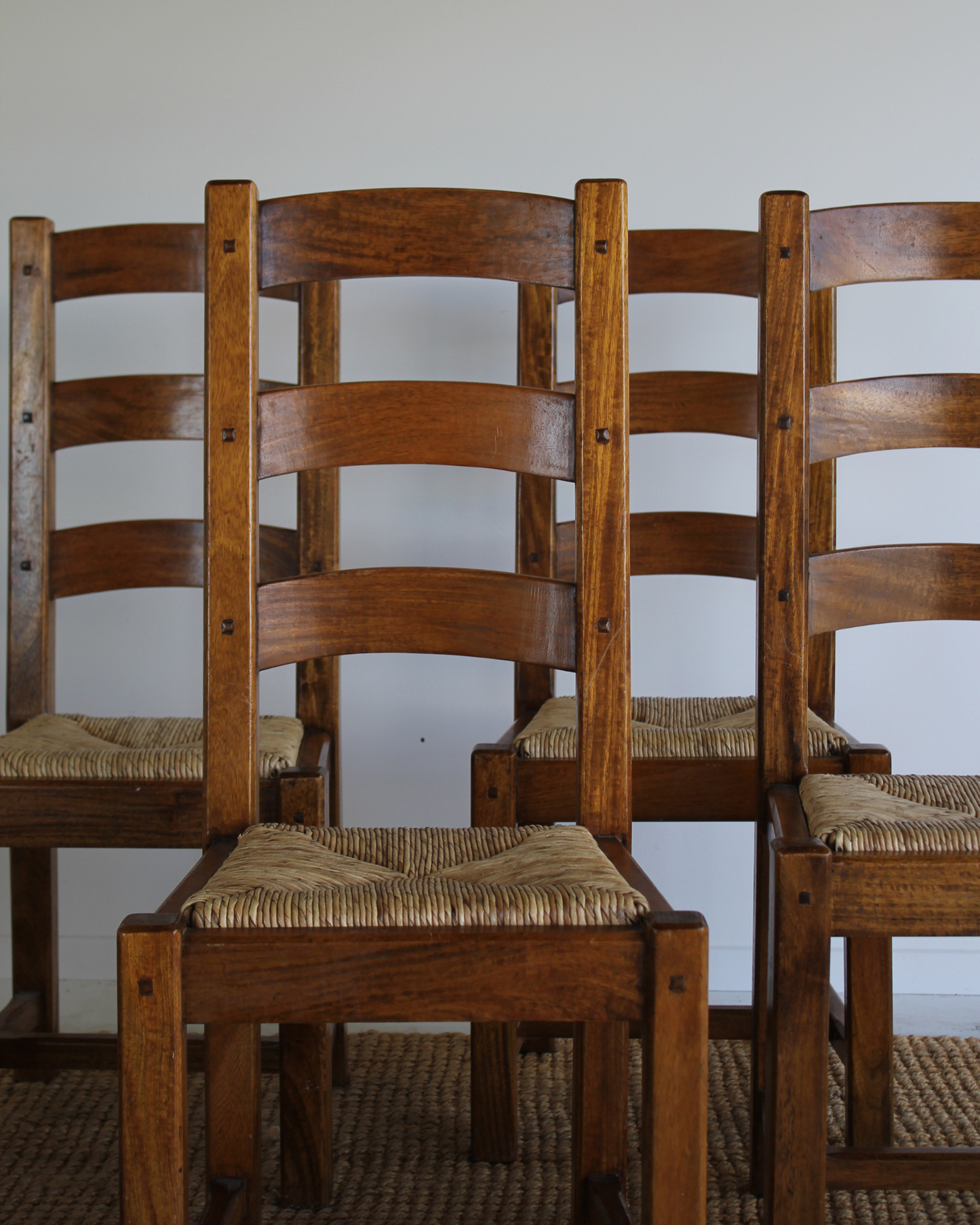 Vintage Ladder Back Dining Chairs / Set of 4